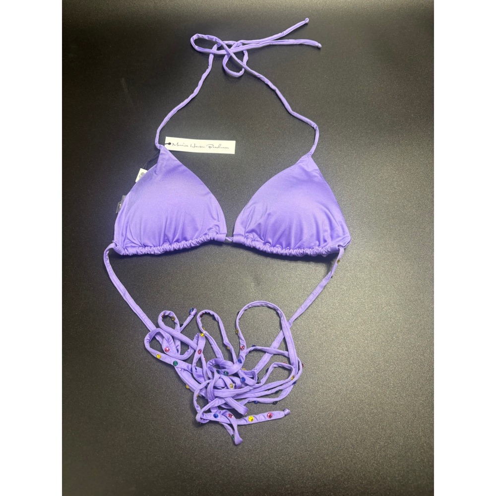 Monica Hansen‎ Beachwear NWT Bikini Triangle Padded Top Purple in Size Large